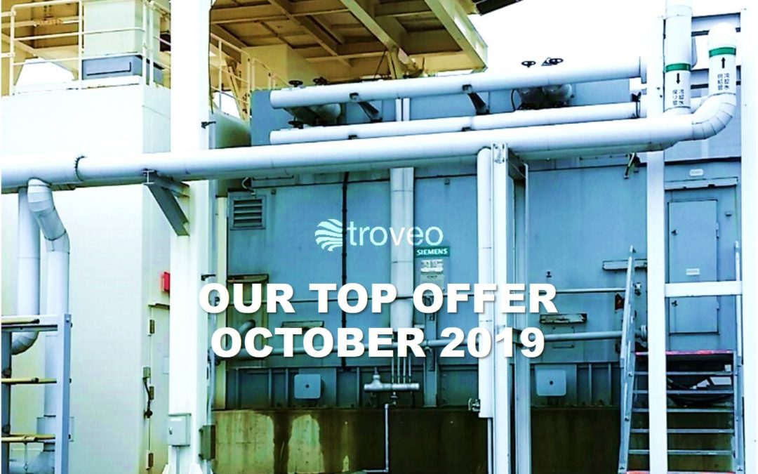October 2019 Top Offer: 34 MW Open Cycle Gas Turbine Generator Unit For Sale, 50 Hz, unused, ready for dismantling