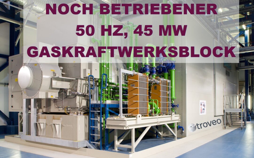 Exklusives November 2020 Top Angebot:  Zum Verkauf steht eine 15 Jahre alte, 50 Hz, 45 MW SIEMENS-Gasturbinen-Generatoranlage, noch in Betrieb und in sehr gutem Zustand