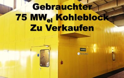 Unser TOP-Verkaufsangebot im Juni 2025: Ein gerade erst stillgelegter 75 MW Kohleblock mit erneuerter SIEMENS Maschine aus Westeuropa, somit für ein 50 Hz Netz in Asien oder Afrika passend, in ausgezeichnetem Zustand und perfekt konserviert