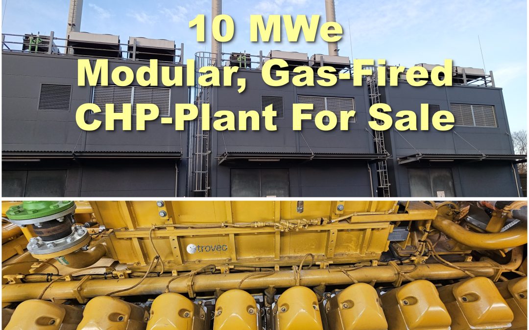 Our current top offer – five engine-driven gas CHP units with 10.5 kV output as of 2011 and 2012 for sale