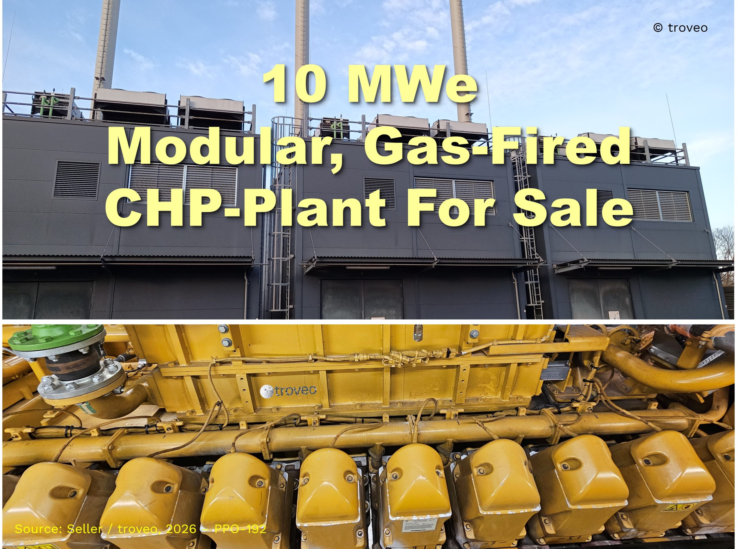 engine-driven gas CHP power plant for sale from Western Europe