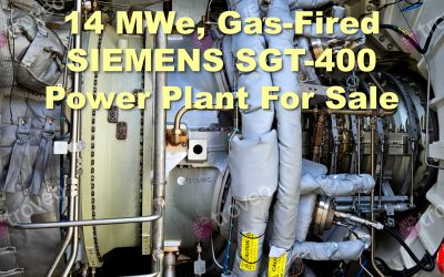 Our current top offer – a Siemens SGT-400 gas turbine plant for sale, with 11 kV / 50 Hz grid connection, commissioned in 2014